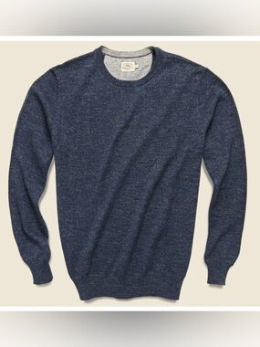 🌟 FAHERTY 🌟 SCONSET COTTON CASHMERE CREW NECK SWEATER NAVY HEATHER SZ XL